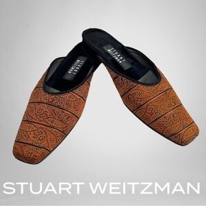 STUART WEITZMAN Beautiful Embroidered Jacquard Slippers